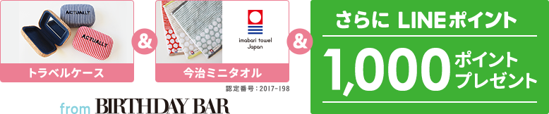 トラベルケース&今治ミニタオル&さらにLINEポイント1,000ポイントプレゼント
