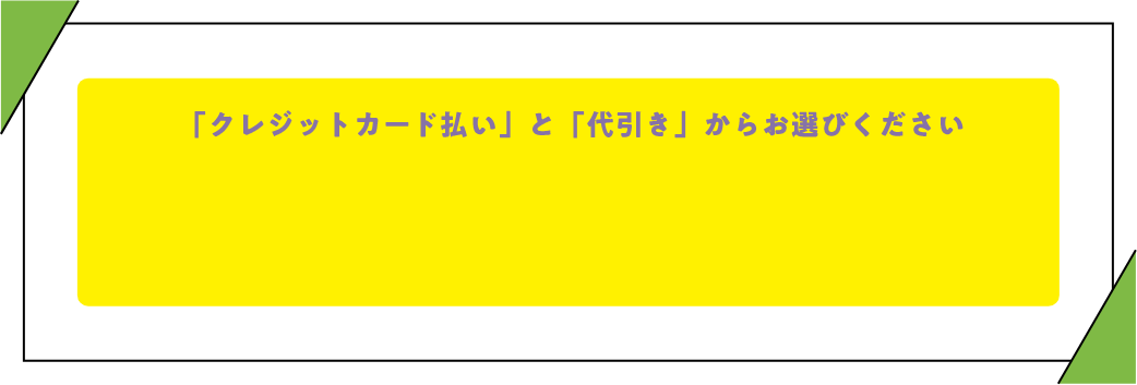「クレジットカード払い」と「代引き」からお選びください